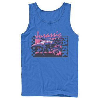 Men's Jurassic Park Checkerboard T-Rex Panel Tank Top