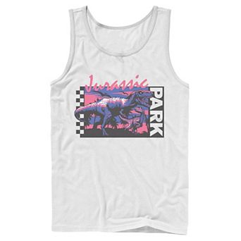 Men's Jurassic Park Checkerboard T-Rex Panel Tank Top