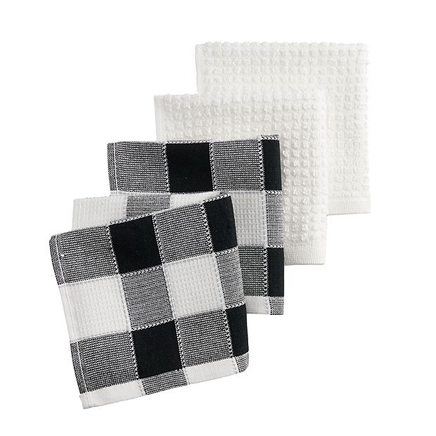 Farmhouse Buffalo Check Waffle Weave Aqua and White Kitchen Towels and Dish  Cloths - Cornucopia