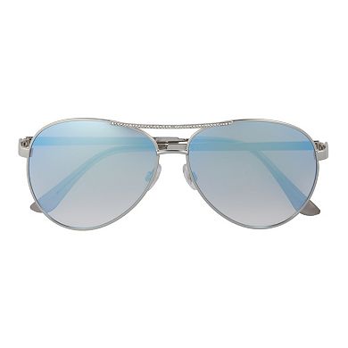 Women's SO® Simulated Crystal Brow Aviator Sunglasses
