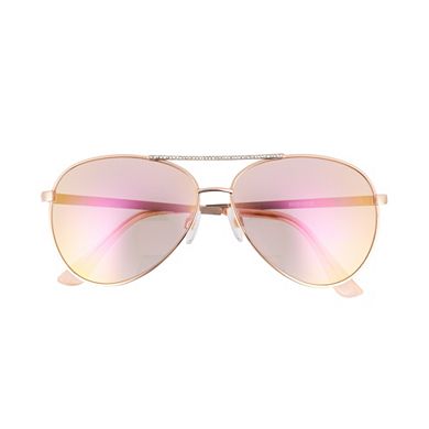 Women's SO® Simulated Crystal Brow Aviator Sunglasses