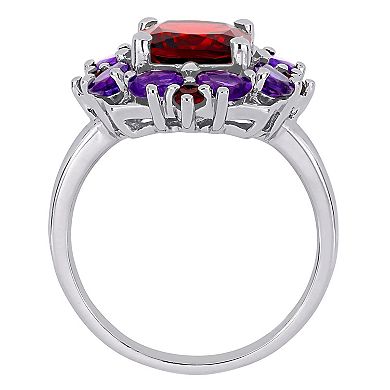 Stella Grace Sterling Silver Garnet & Amethyst Cocktail Ring