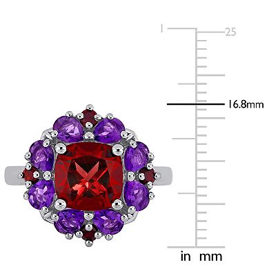 Stella Grace Sterling Silver Garnet & Amethyst Cocktail Ring