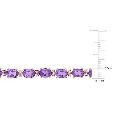 Stella Grace 18K Rose Gold Over Silver Amethyst & White Sapphire Station Bracelet