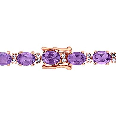 Stella Grace 18K Rose Gold Over Silver Amethyst & White Sapphire Station Bracelet
