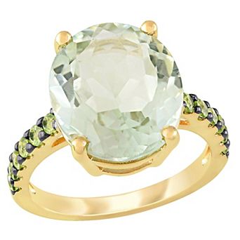 Stella Grace 18K Gold Over Silver Green Quartz & Peridot Cocktail Ring