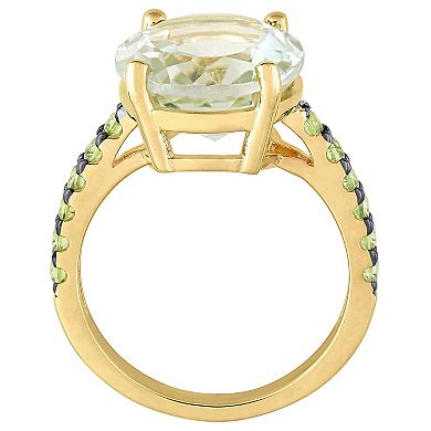 Stella Grace 18K Gold Over Silver Green Quartz & Peridot Cocktail Ring