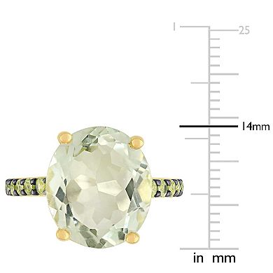 Stella Grace 18K Gold Over Silver Green Quartz & Peridot Cocktail Ring