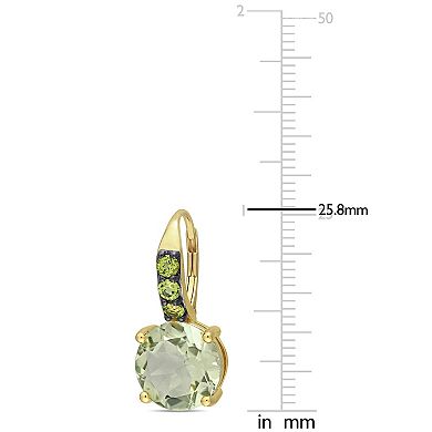 Stella Grace 18K Gold Over Silver Green Quartz & Peridot Leverback Earrings