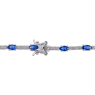 Stella Grace Sterling Silver Lab-Created Blue & White Sapphire Bracelet