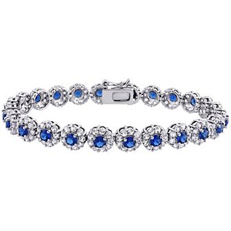 Stella Grace Sterling Silver Lab-Created Blue & White Sapphire Bracelet