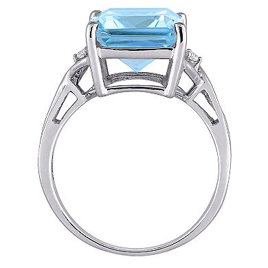 Stella Grace Sterling Silver Blue Topaz & White Topaz Cocktail Ring