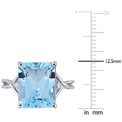 Stella Grace Sterling Silver Blue Topaz & White Topaz Cocktail Ring