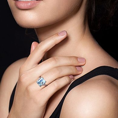 Stella Grace Sterling Silver Blue Topaz & White Topaz Cocktail Ring