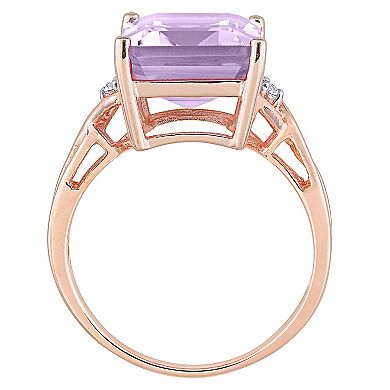 Stella Grace 18k Rose Gold Over Silver Rose de France Amethyst & White Topaz Cocktail Ring