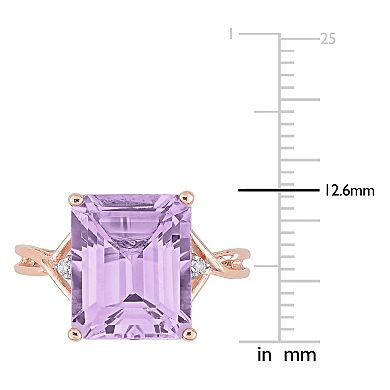 Stella Grace 18k Rose Gold Over Silver Rose de France Amethyst & White Topaz Cocktail Ring