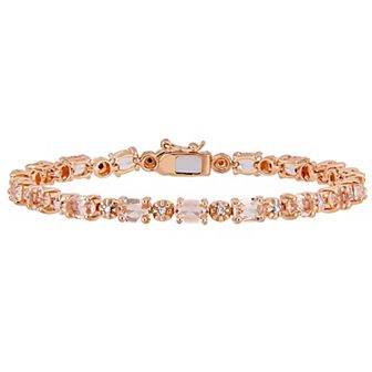 Stella Grace 18k Rose Gold Over Silver Simulated Morganite & Diamond Accent Bracelet