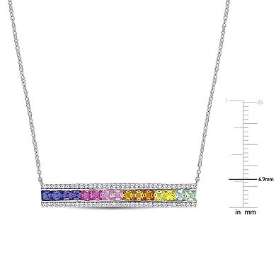 Stella Grace Sterling Silver Multicolor Lab-Created Sapphire Necklace