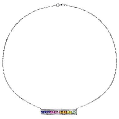 Stella Grace Sterling Silver Multicolor Lab-Created Sapphire Necklace