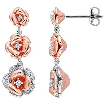Stella Grace 1/10 Carat T.W. Diamond & Lab-Created White Sapphire Flower Drop Earrings