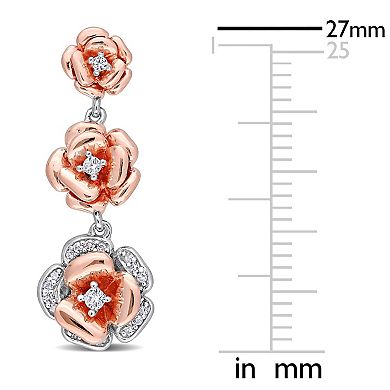 Stella Grace 1/10 Carat T.W. Diamond & Lab-Created White Sapphire Flower Drop Earrings
