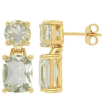 Stella Grace 18k Gold Over Silver Green Quartz Stud Earrings