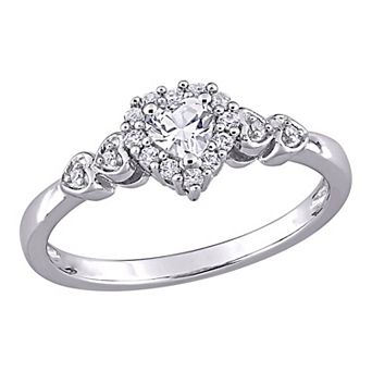 Stella Grace Sterling Silver Diamond Accent & Lab-Created White Sapphire Heart Ring