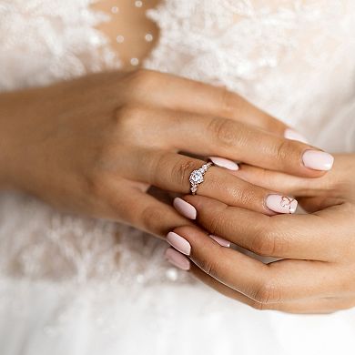 Stella Grace Sterling Silver Diamond Accent & Lab-Created White Sapphire Heart Ring