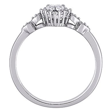 Stella Grace Sterling Silver Diamond Accent & Lab-Created White Sapphire Heart Ring