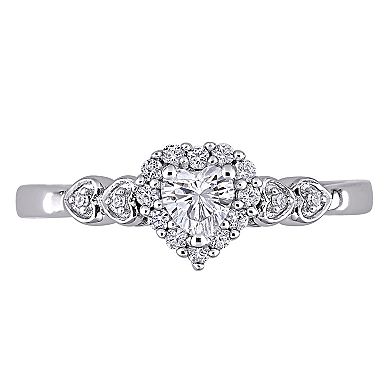 Stella Grace Sterling Silver Diamond Accent & Lab-Created White Sapphire Heart Ring