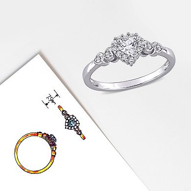 Stella Grace Sterling Silver Diamond Accent & Lab-Created White Sapphire Heart Ring