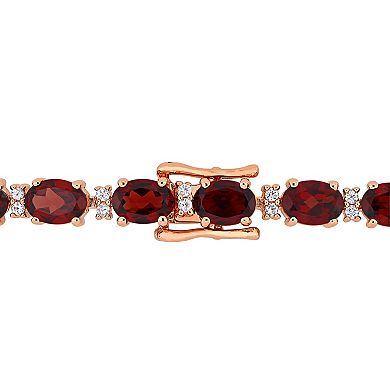 Stella Grace 18k Rose Gold Over Silver Garnet & White Sapphire Tennis Bracelet