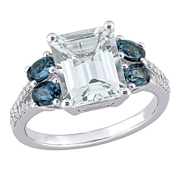 Details about   925 Sterling Silver Genuine Blue Topaz and White Topaz Ring 2.10 Carat Size 8 