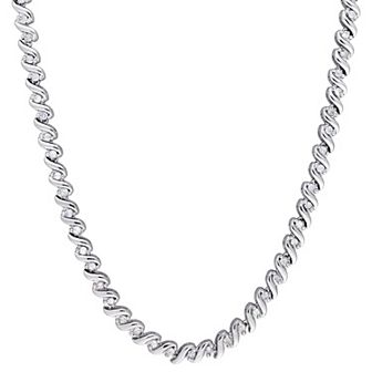 Stella Grace Sterling Silver 1 Carat T.W. Diamond Tennis Necklace