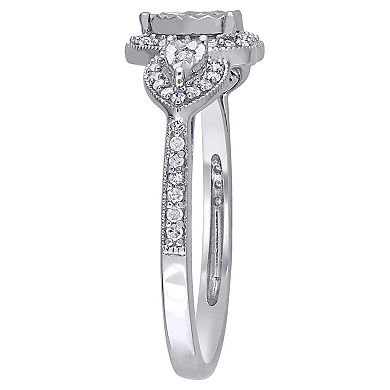 Stella Grace Sterling Silver 1/3 Carat T.W. Diamond Heart Halo Ring