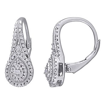Stella Grace Sterling Silver 1/4 Carat T.W. Diamond Leverback Earrings