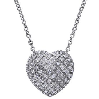 Stella Grace Sterling Silver 1 Carat T.W. Diamond Heart Necklace