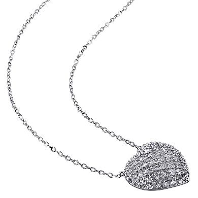 Stella Grace Sterling Silver 1 Carat T.W. Diamond Heart Necklace