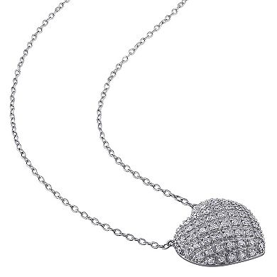Stella Grace Sterling Silver 1 Carat T.W. Diamond Heart Necklace