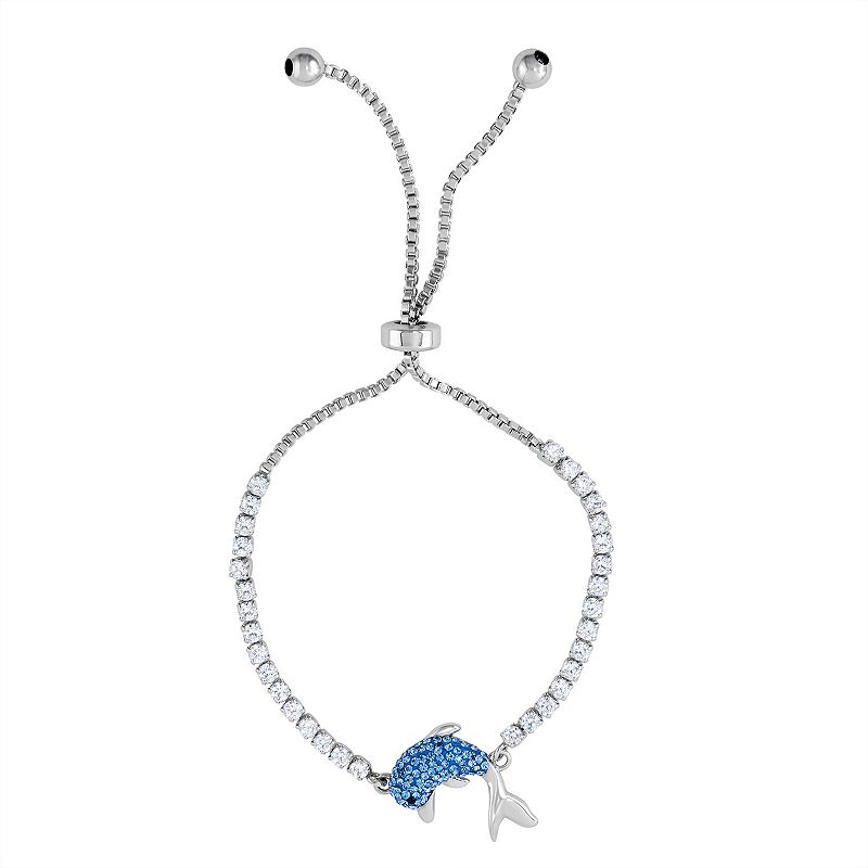 Crystal Collective Silver-Plated Crystal Dolphin Adjustable Bracelet, Wome