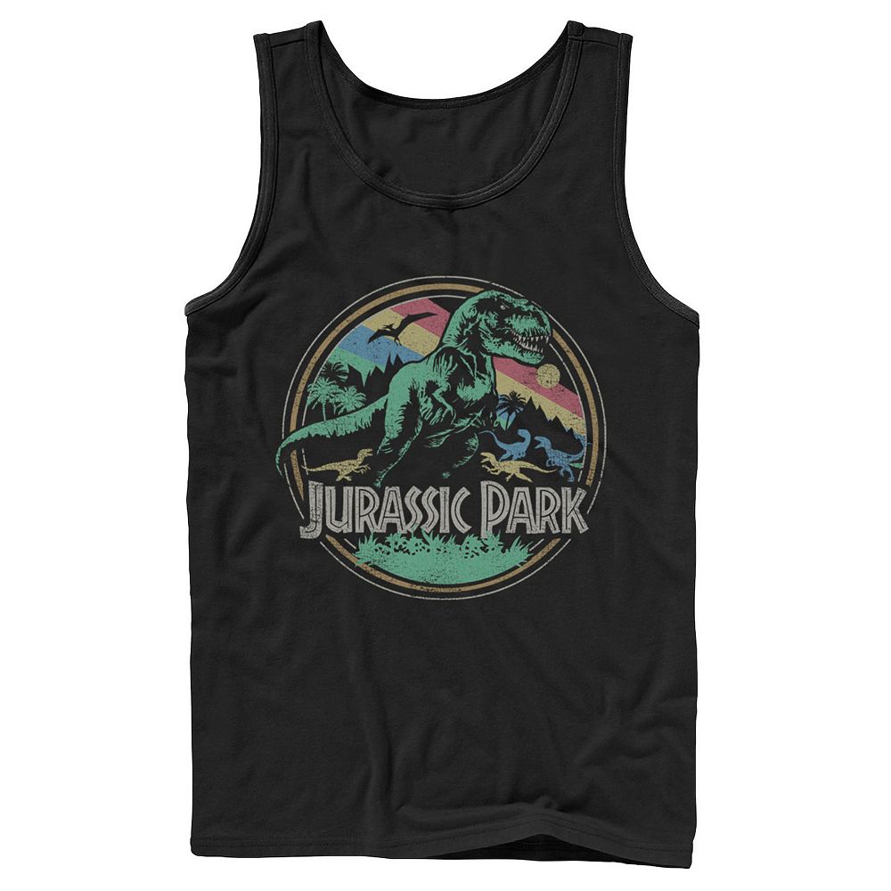Men's Jurassic Park T Rex Distressed Retro Logo Tank Top