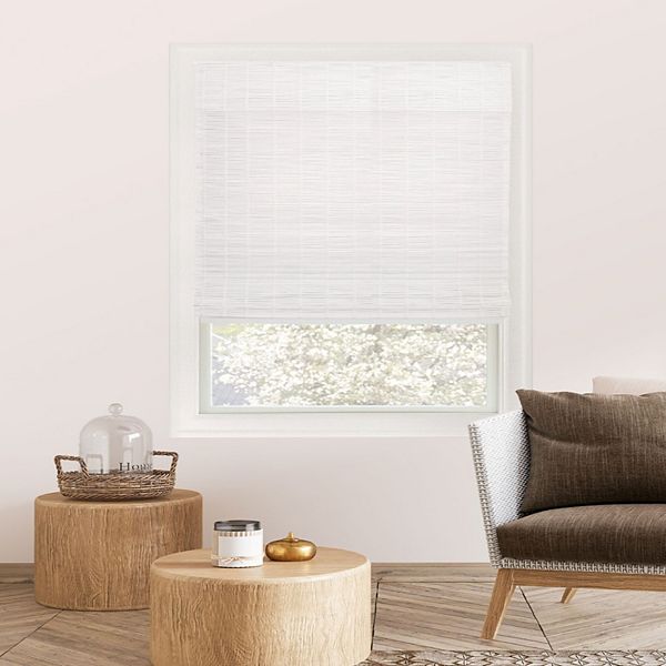 Chicology Cordless Light Filtering Bamboo Roman Window Shades, Snow 23"W X 64"H