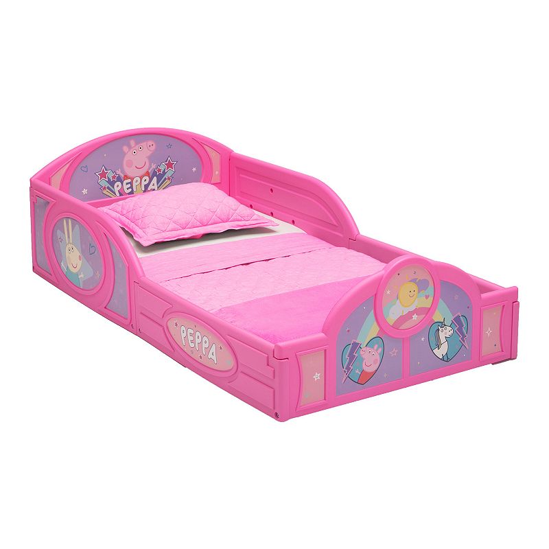 Delta Children Peppa Pig Plastic Sleep & Play Toddler Bed, Red