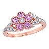 Stella Grace 10K Rose Gold Pink Sapphire & 1/6 Carat T.W. Diamond Flower Ring