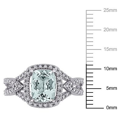 Stella Grace 10K White Gold Aquamarine & 1/6 Carat T.W. Diamond Ring