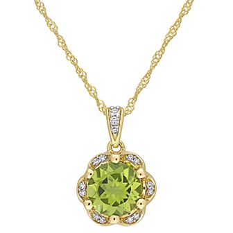 Stella Grace 14K Gold Peridot & Diamond Accent Pendant Necklace