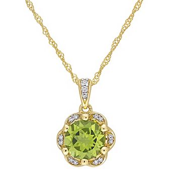 Stella Grace 14K Gold Peridot & Diamond Accent Pendant Necklace