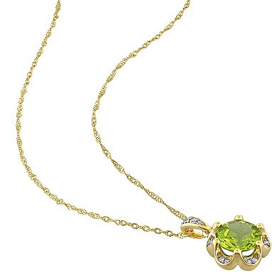 Stella Grace 14K Gold Peridot & Diamond Accent Pendant Necklace