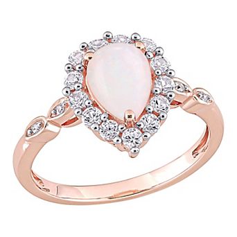 Stella Grace 10K Rose Gold Opal, Lab-Created White Sapphire & Diamond Accent Ring