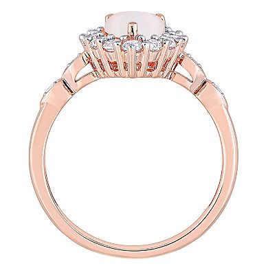 Stella Grace 10K Rose Gold Opal, Lab-Created White Sapphire & Diamond Accent Ring